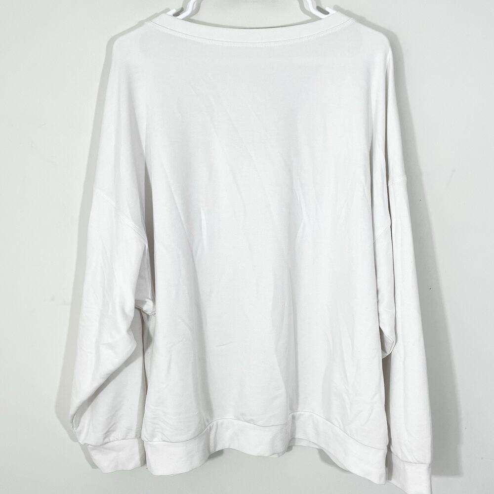 Alo Yoga Oversized Deep V Neck Pullover Sweatshirt Womens Size Large White - Picture 5 of 5